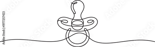 One line continuous of baby pacifier. Minimalist style vector illustration. one line Icon drawing