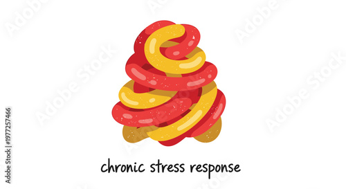 Stress, anxiety, chronic stress response, mental health vector icon