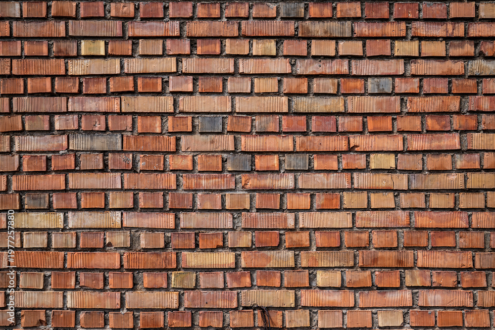 Obraz premium Old Red Brick Wall Texture Background with Weathered Pattern