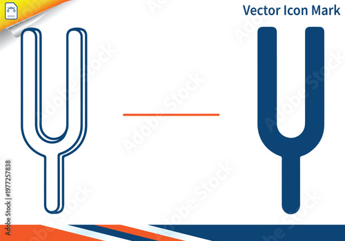 Tuning fork acoustic resonance vector icon for music science.