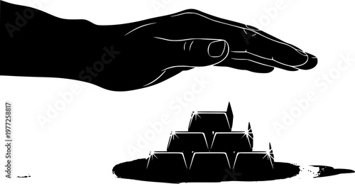 Gold Bar Safe Haven Investment Silhouette Economic Stability Financial Security Vector