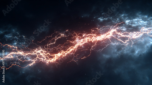 abstract lightning energy explosion on dark background, glowing electric veins, power concept