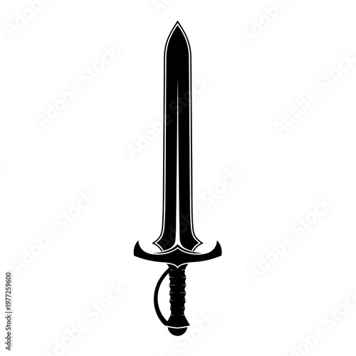 Black Silhouette of a Classic Medieval Sword Icon