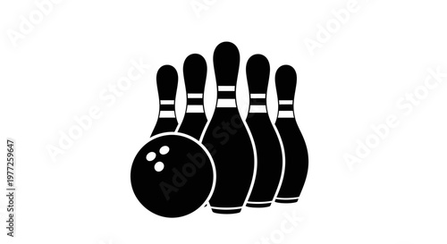 Bowling Ball and Pins Icon Set