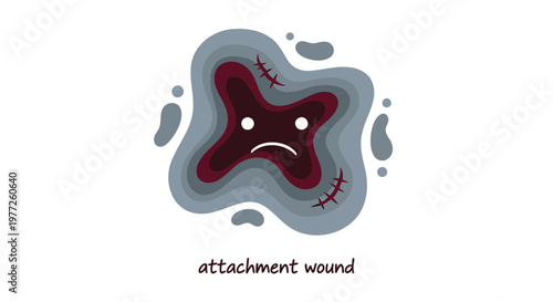 Emotional distress, psychological trauma, attachment wound, mental health vector icon