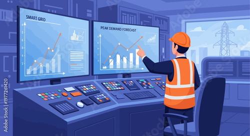 Technician Monitoring Control Room Systems.