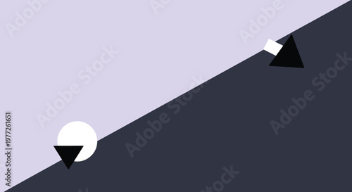 Abstract geometric shapes with a dark and light division silhouette