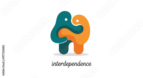 Interdependence logo, abstract connection symbol, colorful vector icon, relationship concept