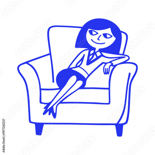 Mom Resting in Armchair Cartoon Character