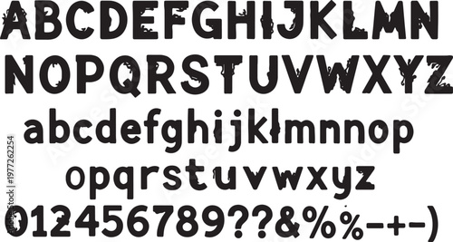 A classic display of uppercase and lowercase alphabets with numeric and special characters