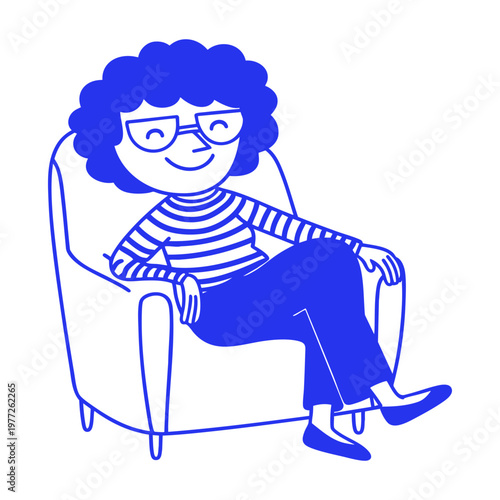 Mother Resting in Armchair Cartoon Character