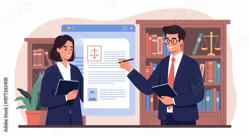 Business Professionals Examining Digital Document Together.