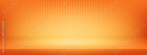Golden limbo background. Bright orange studio room ground with yellow gradient design, Abstract shelf with warm color gradation in simple 3d scene with texture. Easy spotlight on countertop render