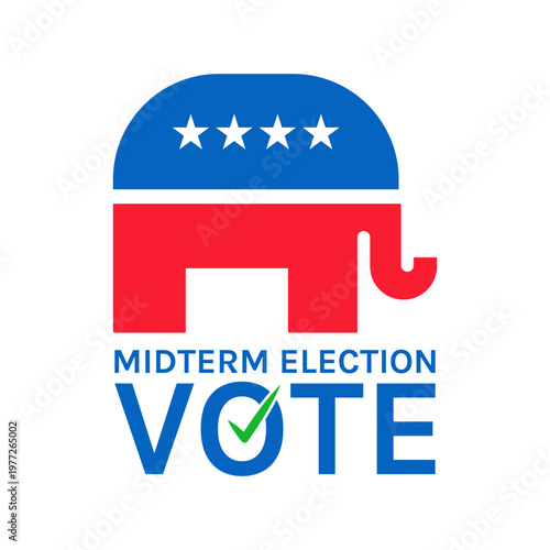 Vote on Election Day Republican Party Elephant Political Campaign Poster Vector