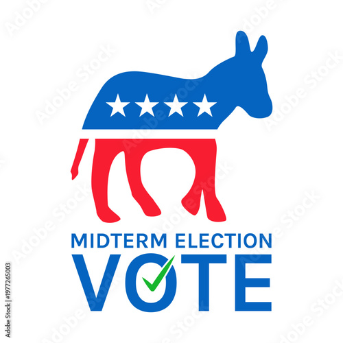 Vote on Election Day Democratic Donkey Political Campaign Poster Vector