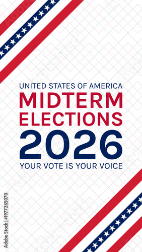 United States Midterm Elections 2026 Story Template American Flag Stars and Stripes Vector Illustration