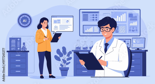 Doctor and Nurse Discussing Medical Records.