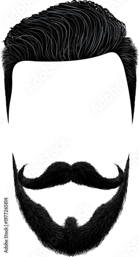 Modern men's hair, mustache and beard style creating a grooming template