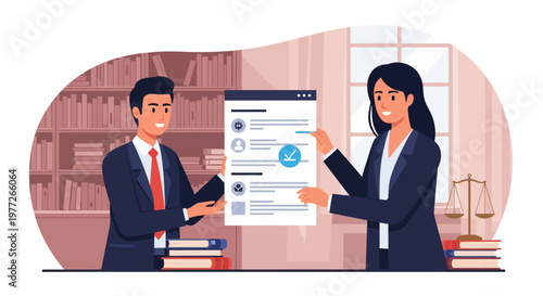 Lawyer and Client Reviewing Legal Documents Together.