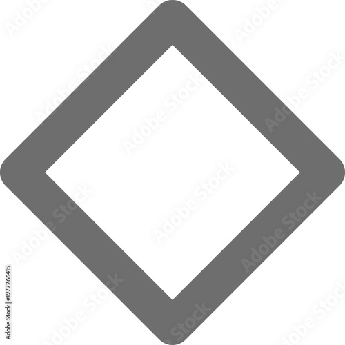 Gray empty diamond shape geometric outline on white