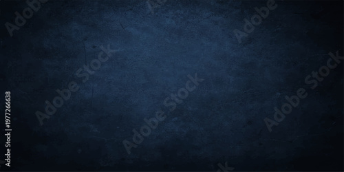 An aged dark blue grunge texture with a rough vintage paper pattern creates a dirty blank surface for an empty blackboard wallpaper backdrop