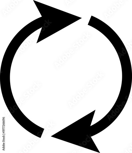 Circular arrows symbol representing refresh restart recycling