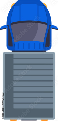 Blue vehicle towing cargo trailer for delivery services