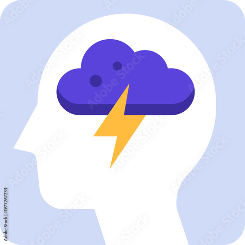 Person experiencing mental storm and negative thoughts