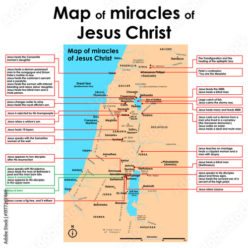 Map of miracles of Jesus Christ