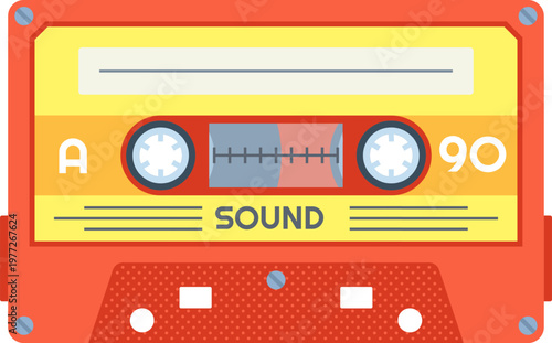 Retro analog cassette tape playing vintage sound