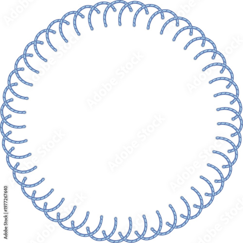 Blue rope coil forming a circular frame