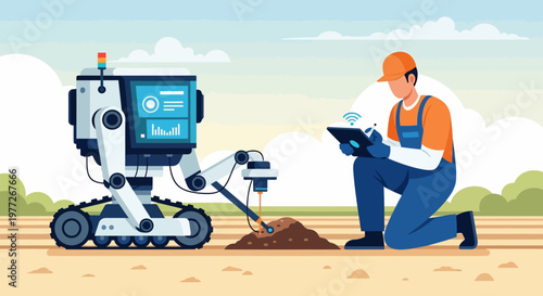 Man Operating Robotic Ground Penetrating Radar.