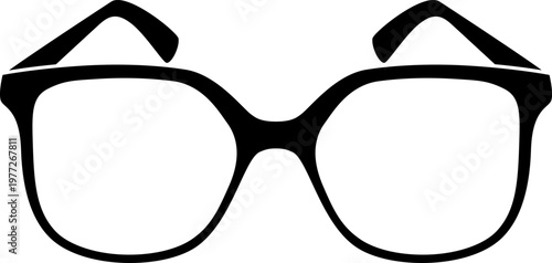 Black eyeglasses icon symbolizing vision and intelligence