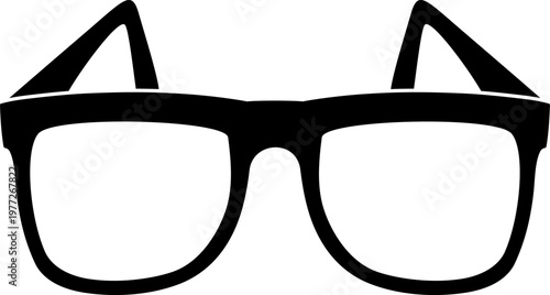 Black frame eyeglasses simple vector icon illustration