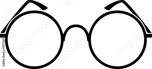 Round eyeglasses outline vector illustrating vision and intelligence