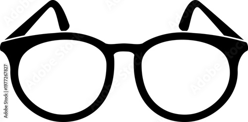 Black round eyeglasses icon for optical vision concept
