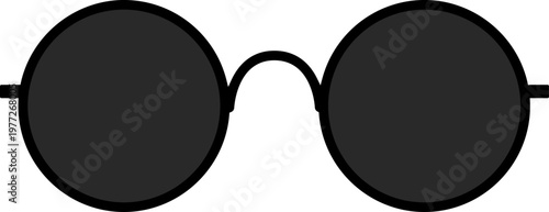 Round black sunglasses protecting eyes from sun
