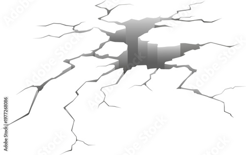 Fotografija Cracking surface showing deep splitting hole breaking