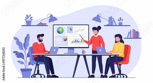 Team Collaboration in Modern Office Setting.