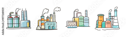 Petrochemical plant icon symbolizing industrial manufacturing and chemical production