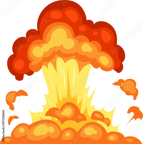 Explosion creating fire and smoke mushroom cloud