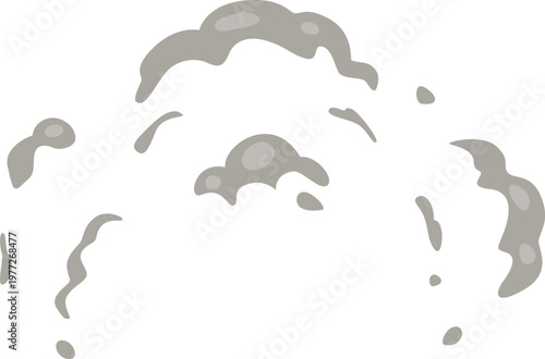 Grey smoke evolving creating a small explosion burst