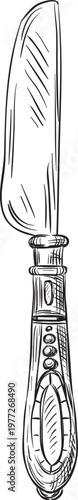 Butter knife utensil hand drawing kitchenware concept