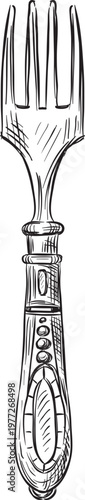 Elegant fork drawing illustrating restaurant utensil concept