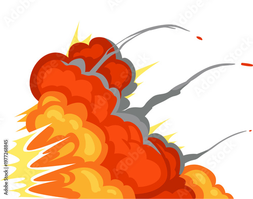 Cartoon explosion illustrating powerful fire and smoke impact