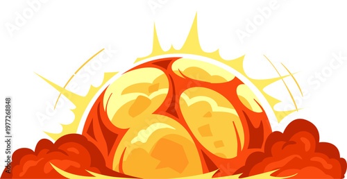 Powerful explosion burst creating a fiery impact