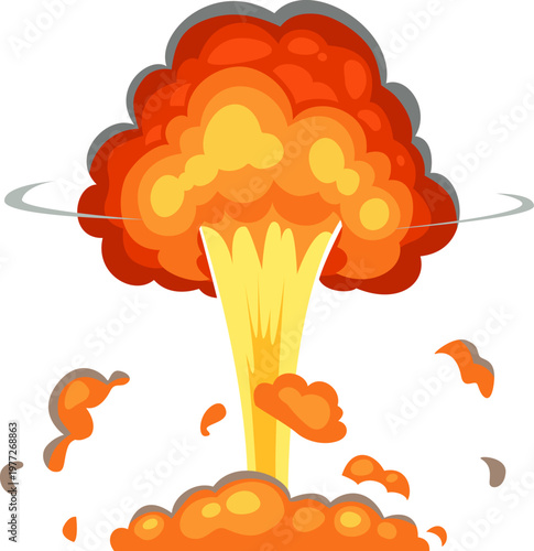 Nuclear explosion creating a powerful destructive mushroom cloud