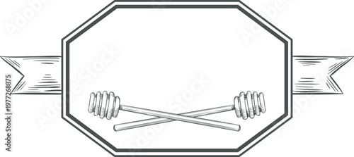 Honey dipper crossed tools for natural sweet food label