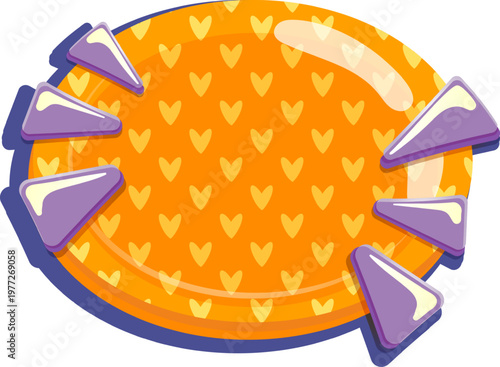 Game frame with hearts and purple spikes