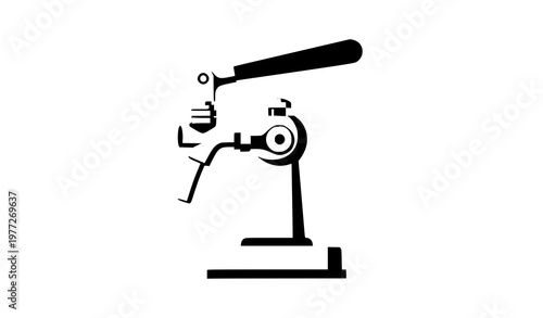 Beer pump vector illustration with classic bar tap isolated on white background